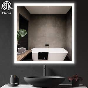 30 in. W x 30 in. H Rectangular Frameless LED Light with Anti-Fog Wall Mounted Bathroom Vanity Mirror