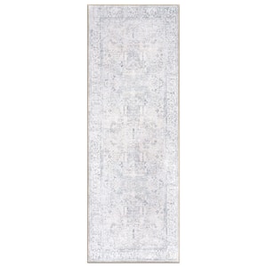 Amber Blue 2 ft. 6 in. x 10 ft. Vintage Inspired Distressed Machine Washable Runner Rug