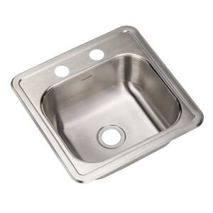 Hospitality Series 18 Gauge Stainless Steel 15 in. 2-Hole Drop-in Bar Sink (5-Pack)