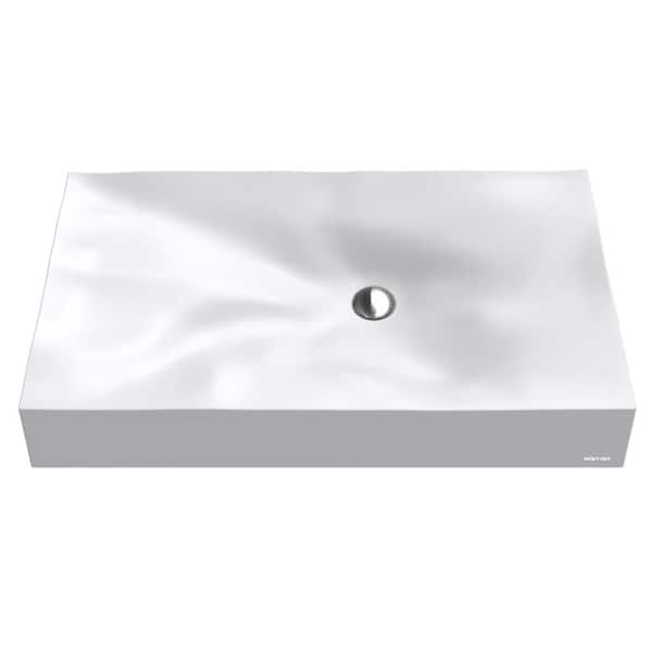 Mirage 32 in. Quartz Rectangular Vessel Sink in White