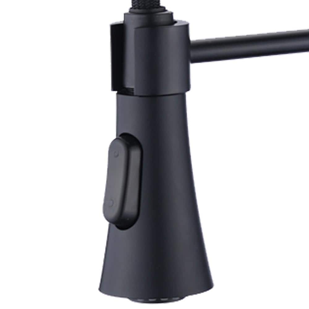 Matte Black Stainless Steel Pull-Down Kitchen Faucet with Deck Plate