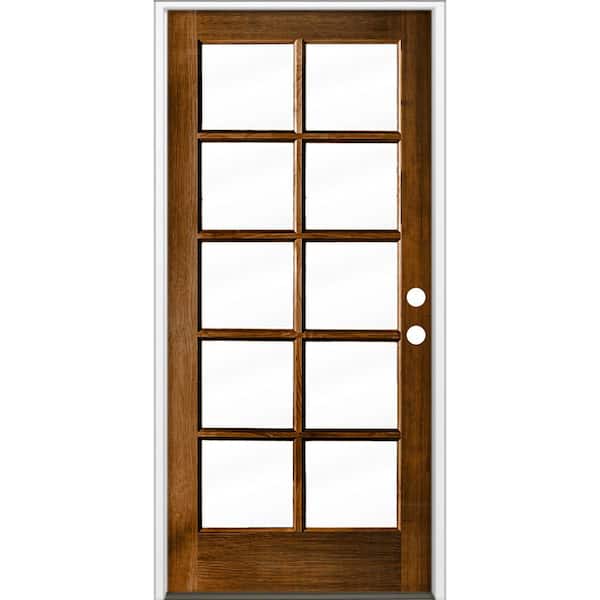 36 in. x 80 in. French LH Full Lite Clear Glass Provincial Stain Hemlock Prehung Front Door