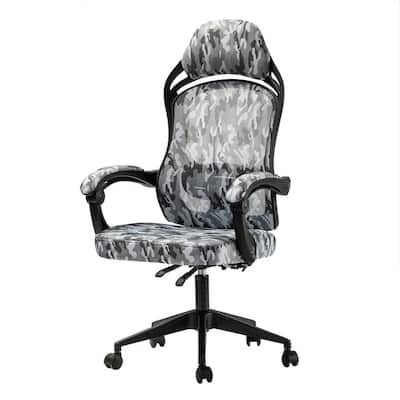 Frenchman Grey Swivel Camouflage Gaming Chair with Adjustable Height