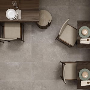 Provence Gray 23.62 in. x 47.24 in. Limestone Look Semi-Polished Porcelain Floor and Wall Tile (15.38 sq. ft./Case)