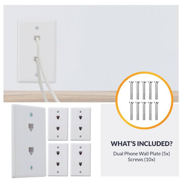 ENERLITES RJ11 Telephone Jack Wall Plate by 1-Gang
