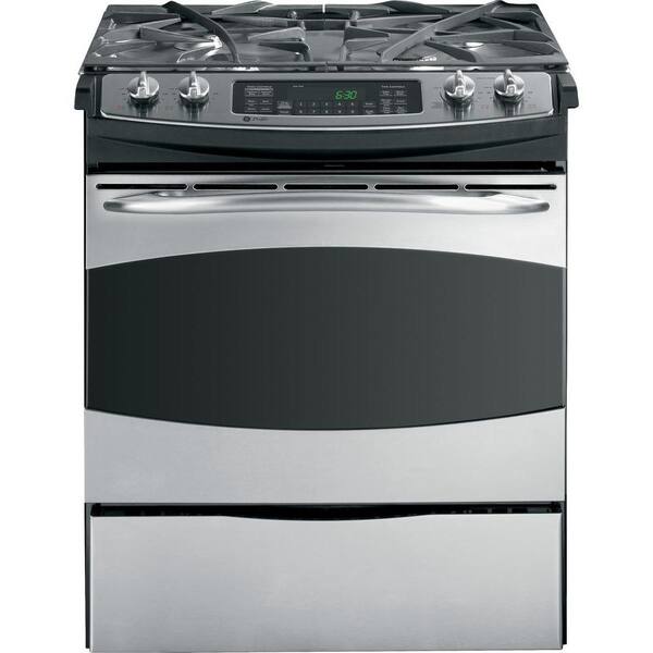 GE Profile 4.1 cu. ft. Slide-In Dual Fuel Range with Self-Cleaning Convection Oven in Stainless Steel