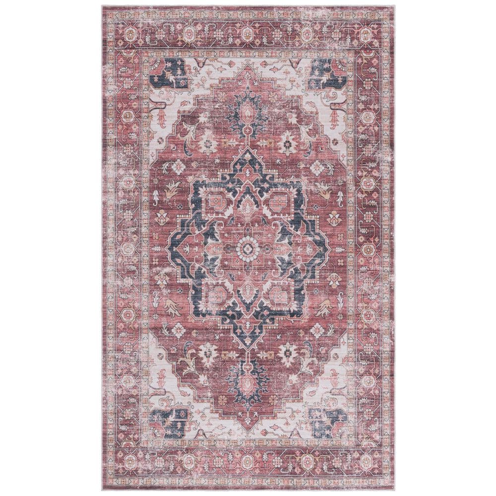 Arizona 6 ft. x 9 ft. Dark Red/Beige Machine Washable Traditional Floral Area Rug price history on PriceWatchPro