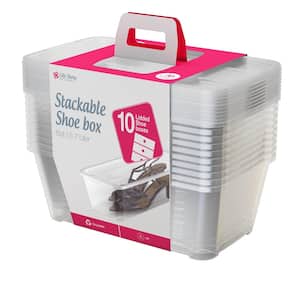 5.7-Liter Shoe and Closet Storage Box Stacking Containers, Clear (10 Pack)