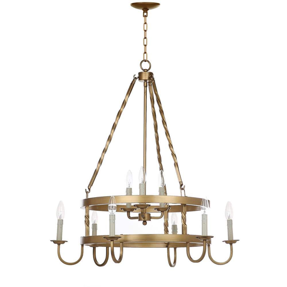 Park Avenue Inspired Gold Metal 31" Adjustable Chandelier