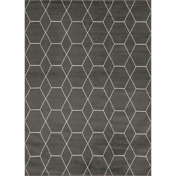StyleWell Trellis Frieze Dark Gray/Ivory 9 ft. x 12 ft. Geometric Area Rug