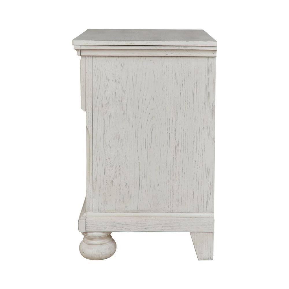 Elegant Robbinsdale Antique White 1-Drawer Nightstand with Bronze-Tone Hardware