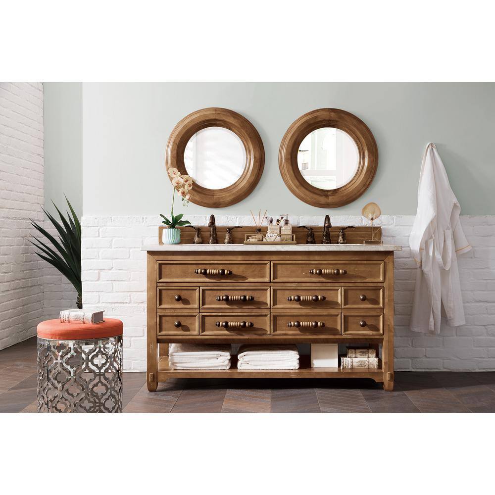 Honey Alder 26" Round Wood Framed Vanity Mirror