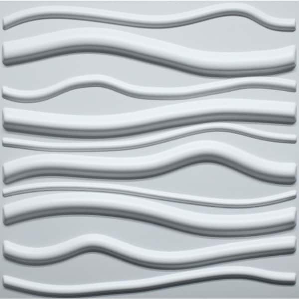 Falkirk Ross 2/25 in. x 19.7 in. x 19.7 in. White PVC Waves 3D Decorative Wall Panel 5-Pack