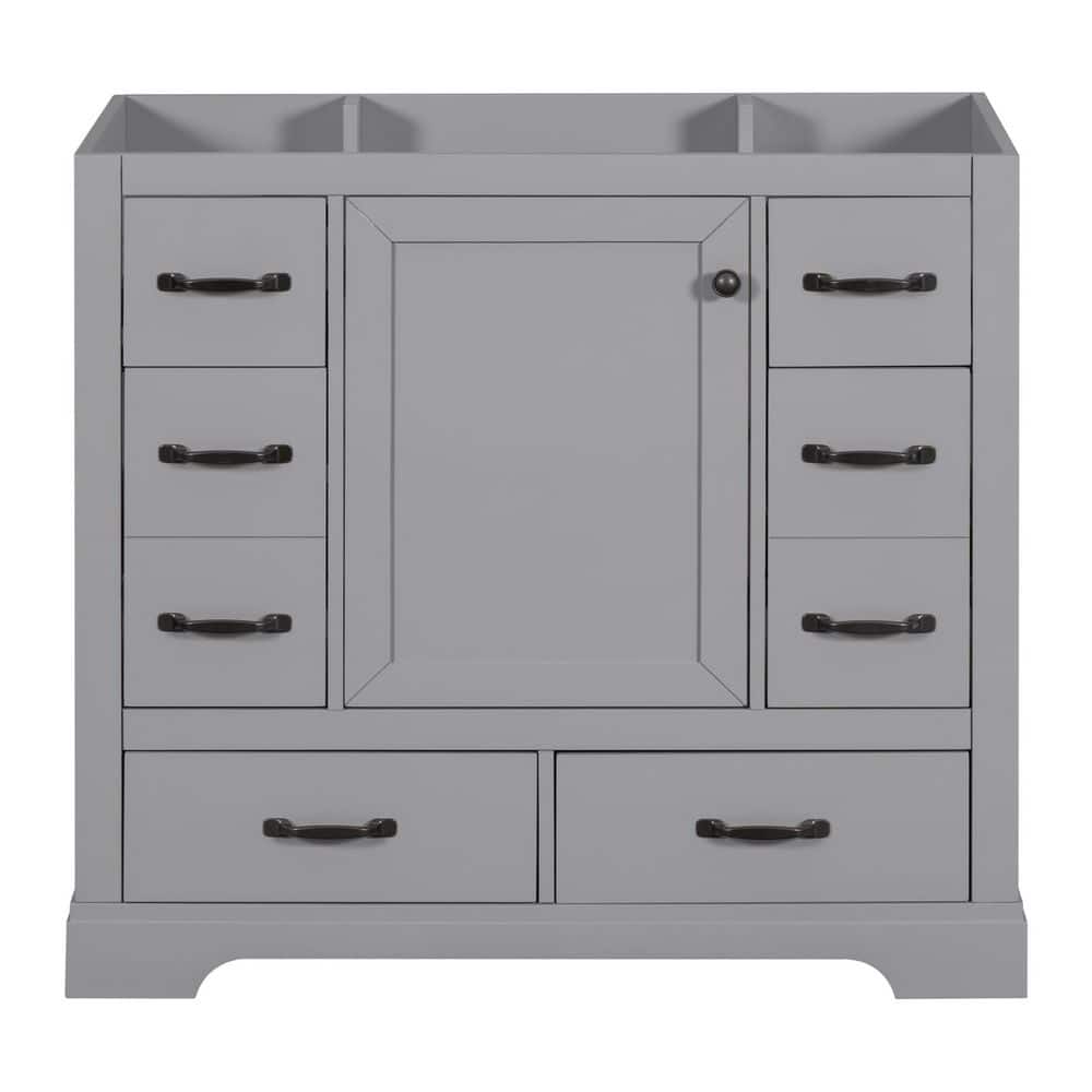 36 in. Bath Vanity Cabinet without Top in Gray with 6-Drawers and Adjustable Shelf price history on PriceWatchPro