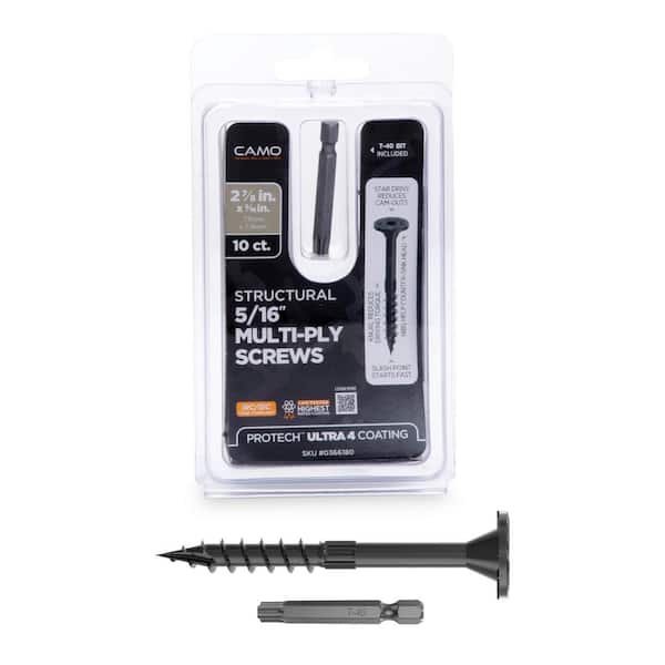 CAMO 5/16 in. x 2-7/8 in. Star Drive Flat Head Multi-Purpose + Multi-Ply Structural Wood Screw - Exterior Coated (10-Pack)