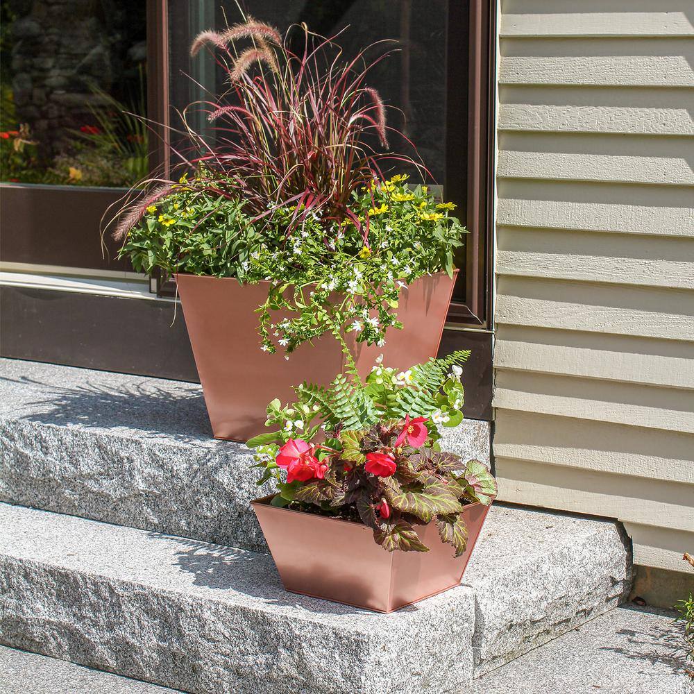 18" Square Copper Plated Galvanized Steel Flower Box
