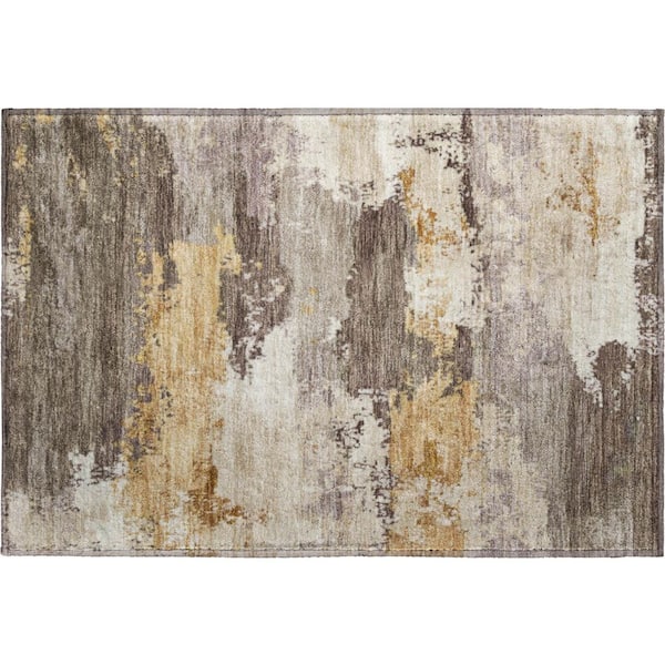 Mayfield Premium Machine Washable Abstract AMF2372 Chocolate 3 ft. x 4 ft. Area Rug