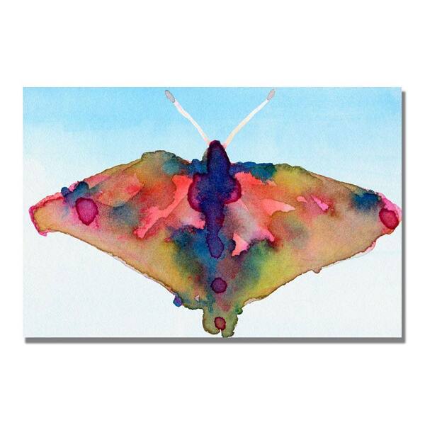 Trademark Fine Art 22 in. x 32 in. Fantasy Butterfly Yellow Pink and Blue Canvas Art-DISCONTINUED