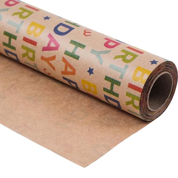 N/A 17 x 1 x 1 in. Kraft Birthday Wrapping Paper Colorful Happy Birthday Pattern for Boys Girls Kids