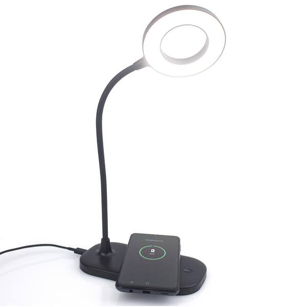 Newhouse Lighting Zlata 12 in. Black Gooseneck Desk Lamp, Integrated LED Dimmable Reading Light for Home Nightstand with USB Charger