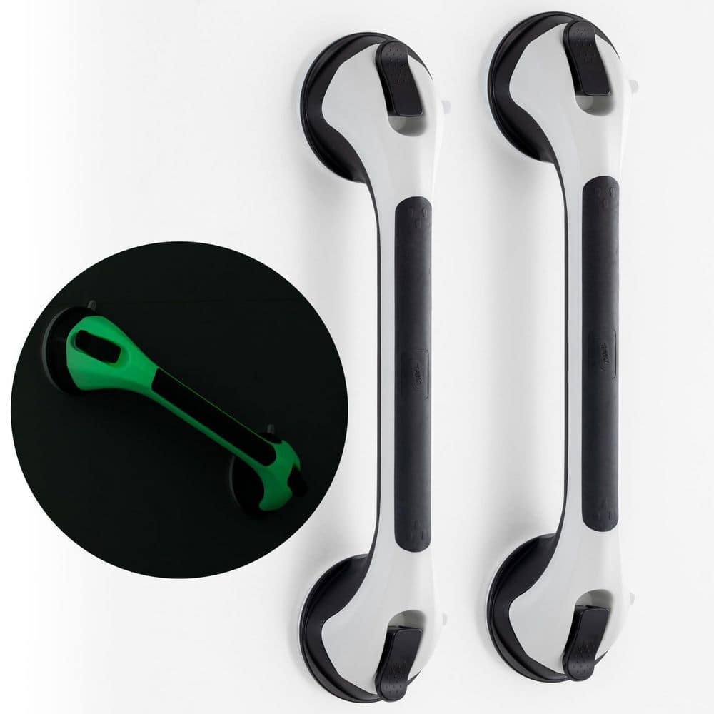 16.8 in. Glow in The Dark Shower Grab Bar 2 Pack, Removable No Drilling Bathroom Safety Grip for Seniors in Black price history on PriceWatchPro