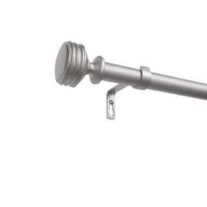 Duke 36 in. to 72 in. Adjustable Length 1 in. Dia Single Curtain Rod Kit in Matte Silver with Finial