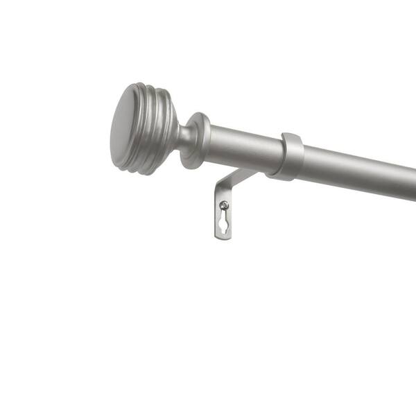 EXCLUSIVE HOME 66 in. to 120 in. Duke Adjustable Length 1 in. Dia. Single Curtain Rod Kit in Matte Silver