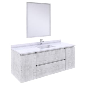 Formosa 54 in. W x 20 in. D x 20 in. H White Single Sink Bath Vanity in Rustic White with White Vanity Top and Mirror