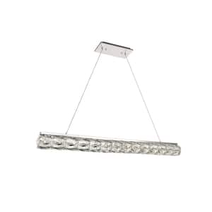 Timeless Home 42.5 in. L x 3.7 in. W x 3.9 in. H 33-Watt Integrated LED Chrome Contemporary Chandelier