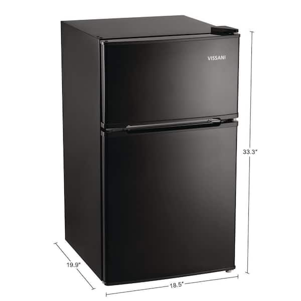 Vissani 3.2 cu. ft. Mini Refrigerator with 2-Doors, Glass Shelves