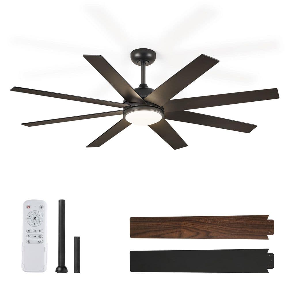 60 in. Indoor/Outdoor Ceiling Fan Black Downrod/Angled Mount with Dual-Finish Blades Light Kit Remote Control Standard price history on PriceWatchPro