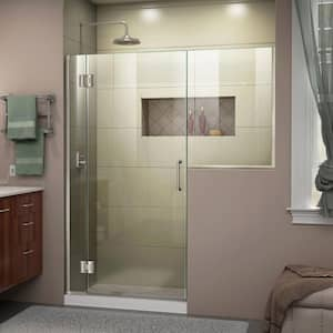 Unidoor-X 72 to 72.5 in. x 72 in. Frameless Hinged Shower Door in Brushed Nickel