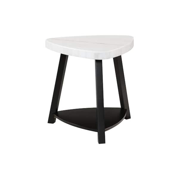Raine 24 in. White Triangle Marble End Table