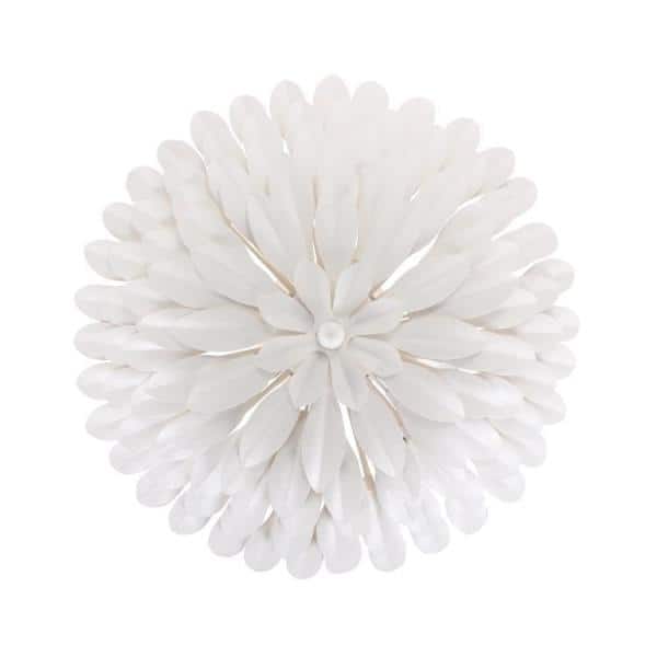 Matte White Crystal Leaf 4-Light Ceiling Bowl Fixture