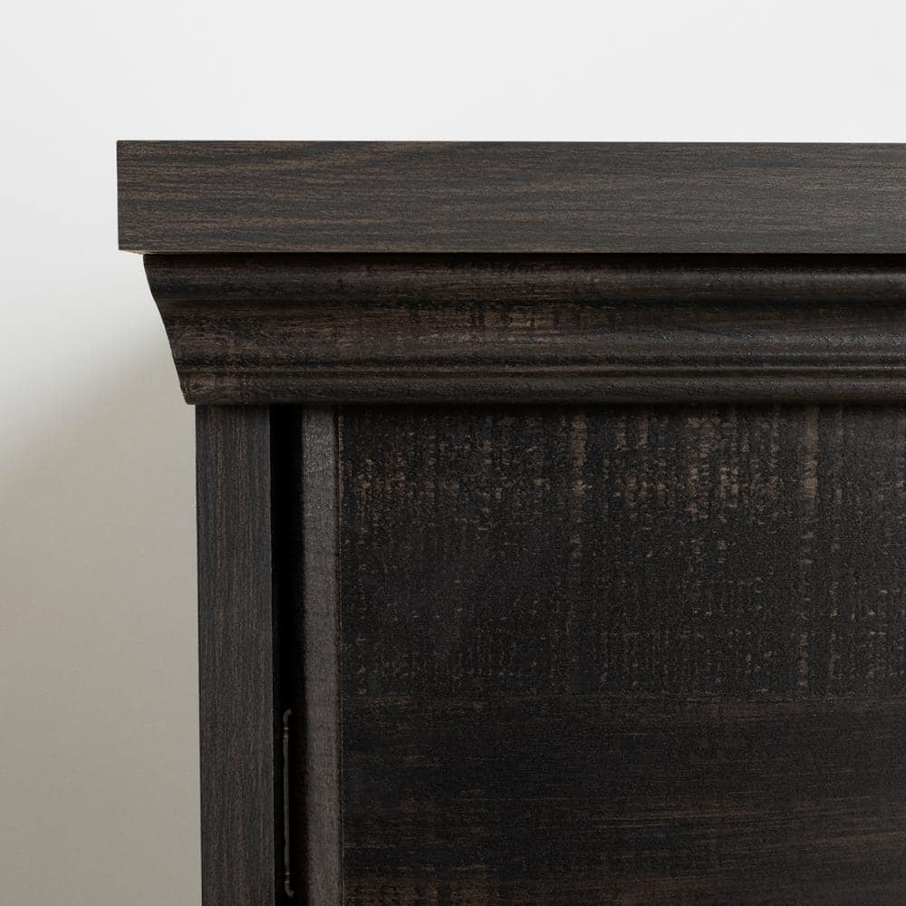 Rubbed Black 2-Drawer Nightstand with Charging Station