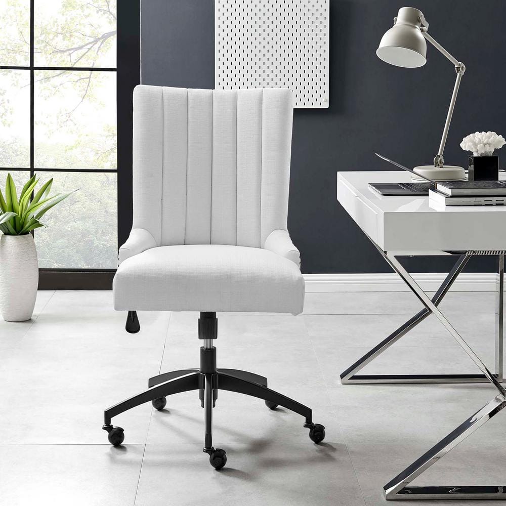 Retro Modern Swivel Fabric Office Chair in Black & White