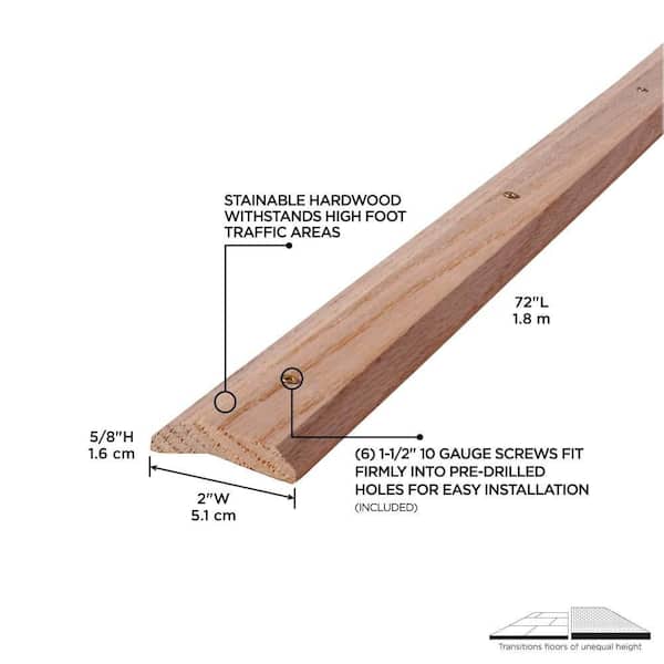 2"X 72" UNFINISHED HARDWOOD Transition Strip CARPET TRIM W/SCREWS