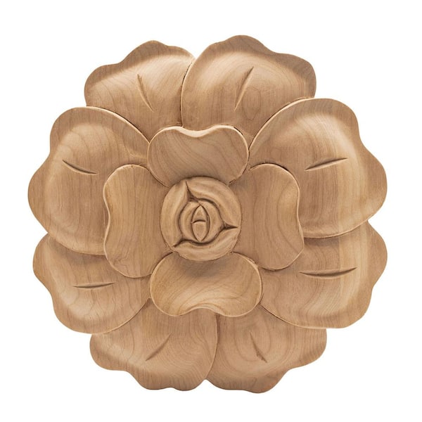 American Pro Decor 1 in. x 6-1/2 in. x 6-1/2 in. Unfinished Hand Carved American Alder Wood Rosette Applique and Onlay Moulding (2-Pack)