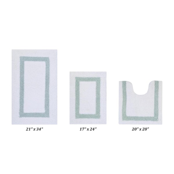 Better Trends Hotel Collection White/Blue (17" x 24" : 20" x 20" : 21" x 34") 100% Cotton 3 Piece Bath Rug Set