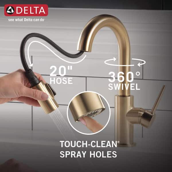 Delta - Trinsic Single-Handle Pull-Down Sprayer Bar Faucet with MagnaTite Docking in Champagne Bronze
