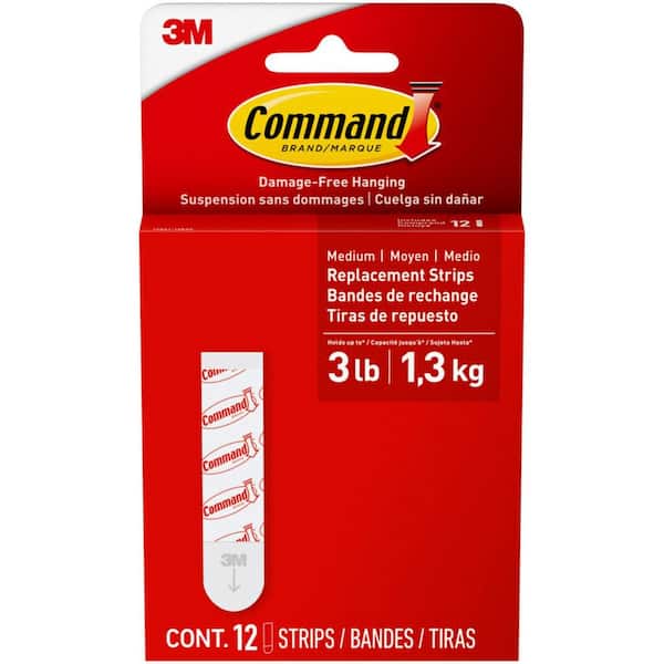 Command 3 lbs. Medium Foam Replacement Strips, 12 Strips