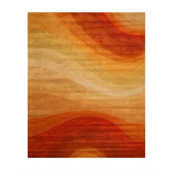 EORC Orange 4 ft. x 6 ft. Hand-Tufted Wool Contemporary Desertland Area ...