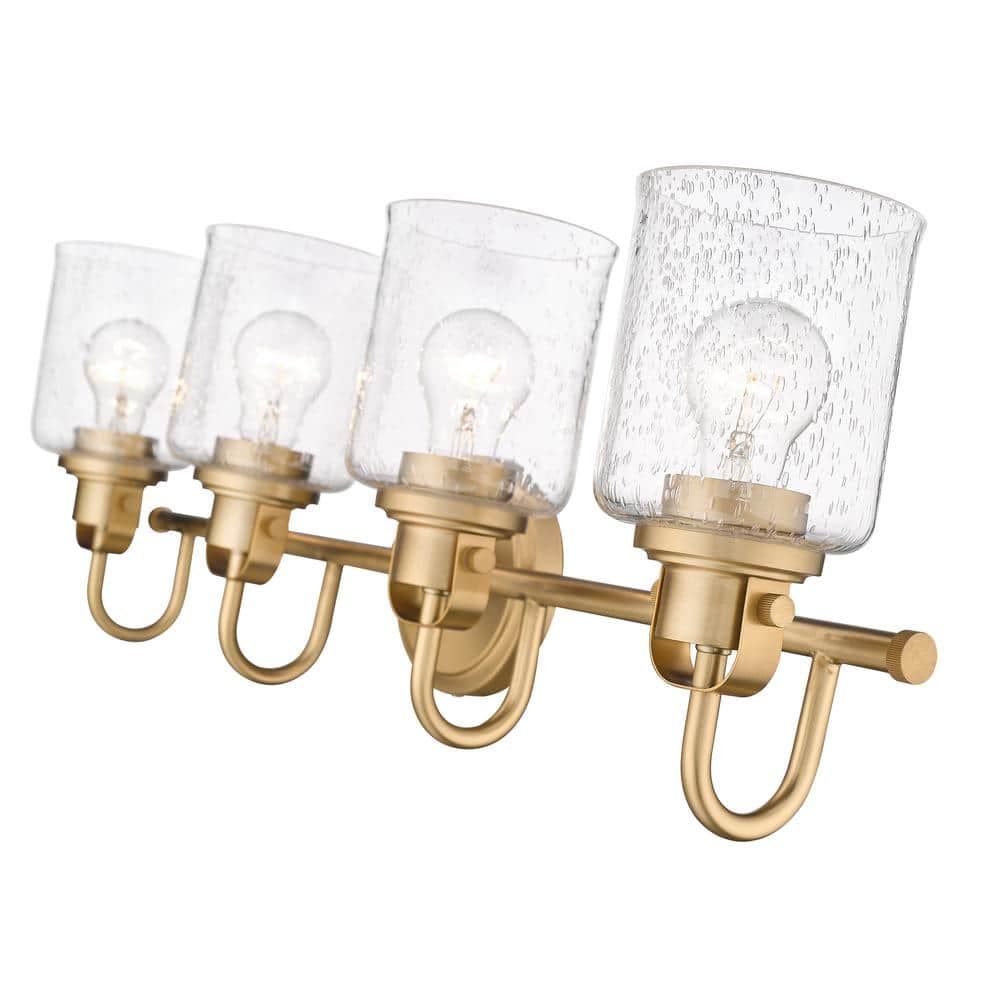Heirloom Gold 4-Light Vanity with Seeded Glass Shades