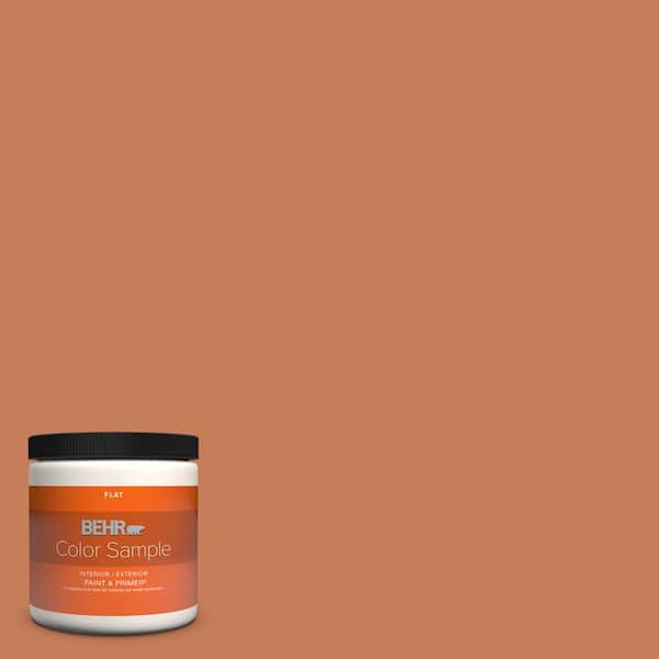 BEHR PREMIUM PLUS 8 oz. #M210-6 Orange Liqueur Flat Interior/Exterior Paint & Primer Color Sample