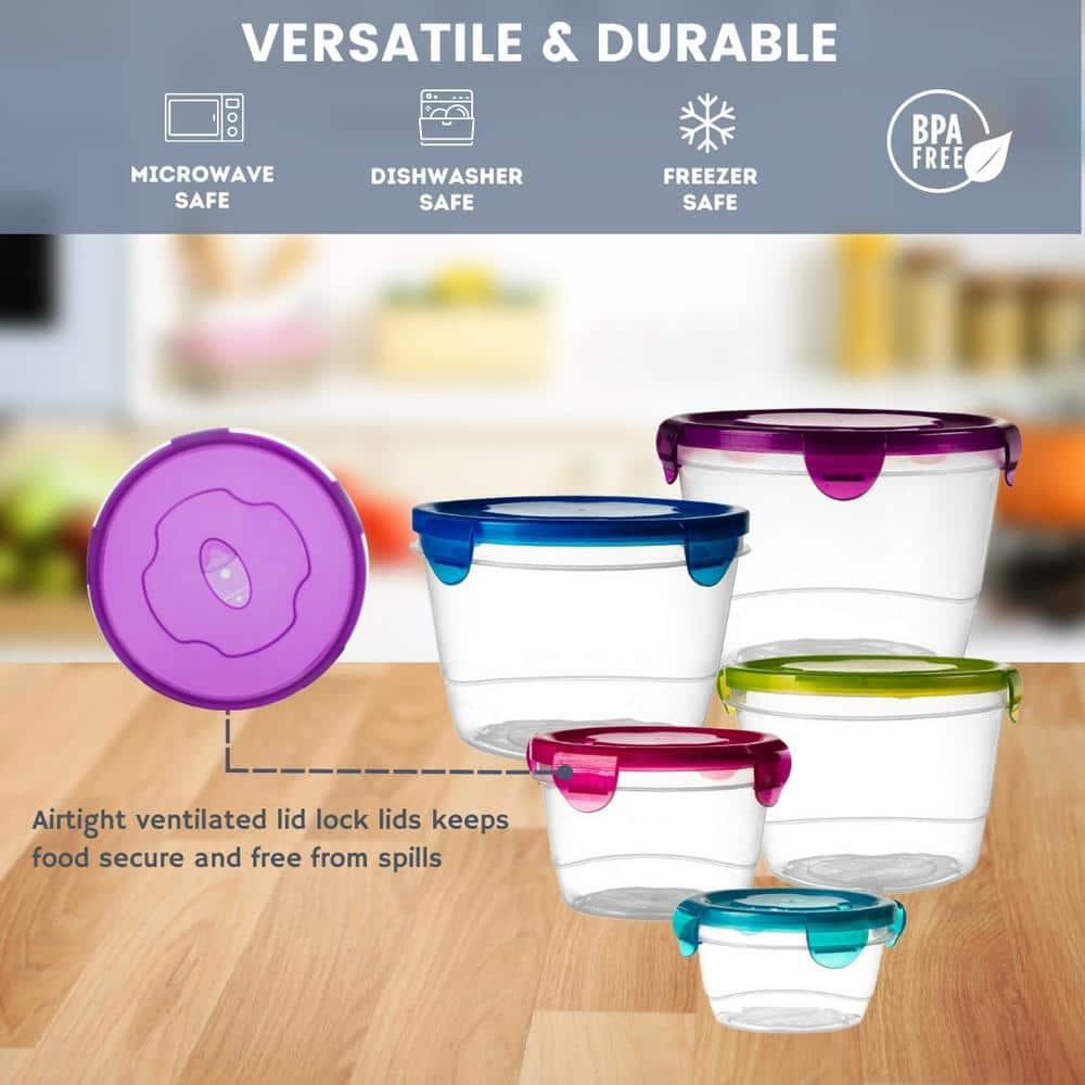 Clear Plastic 10-Piece Food Storage Container Set