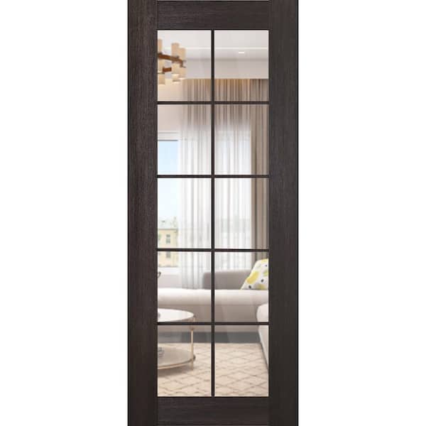 Vona 10-Lite 30 in. x 84 in. Veralinga Oak 10-Lite Clear Glass Composite Solid Core Wood Interior Door Slab