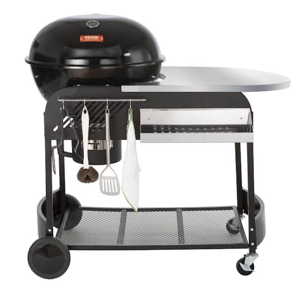 VEVOR Performer Charcoal Grill 22 in . Premium Kettle Grill with Side Table BBQ Portable Grill