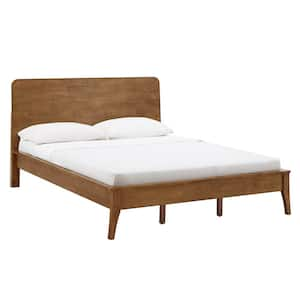 Oak Finish Wood Full Platform Bed