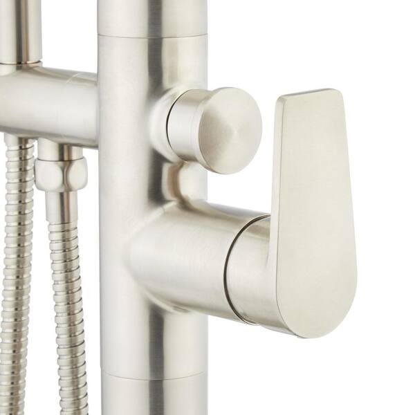 SIGNATURE HARDWARE - Berwyn Single-Handle Freestanding Tub Faucet with Hand Shower in Brushed Nickel