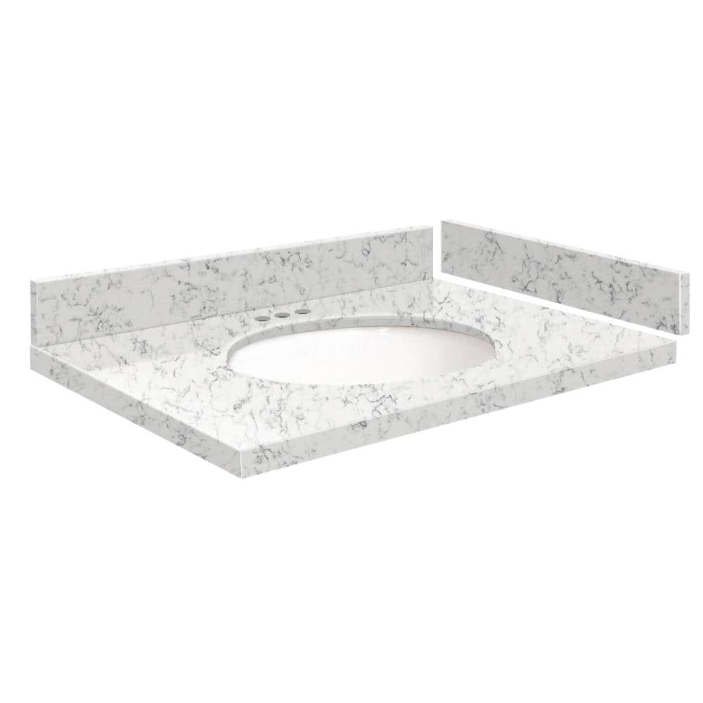 Silestone 28 in. W x 22.25 in. D Quartz White Round Single Sink Vanity Top in Lyra price history on PriceWatchPro